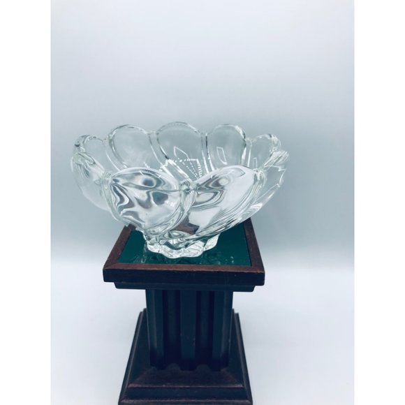 Vintage Mikasa clear crystal swirl scalloped art glass candy, nut dish. Germany - Picture 1 of 7